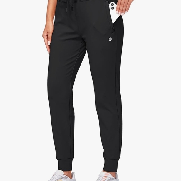 Black Tapered Track Pants with Elastic Cuffs - Picture 4 of 9